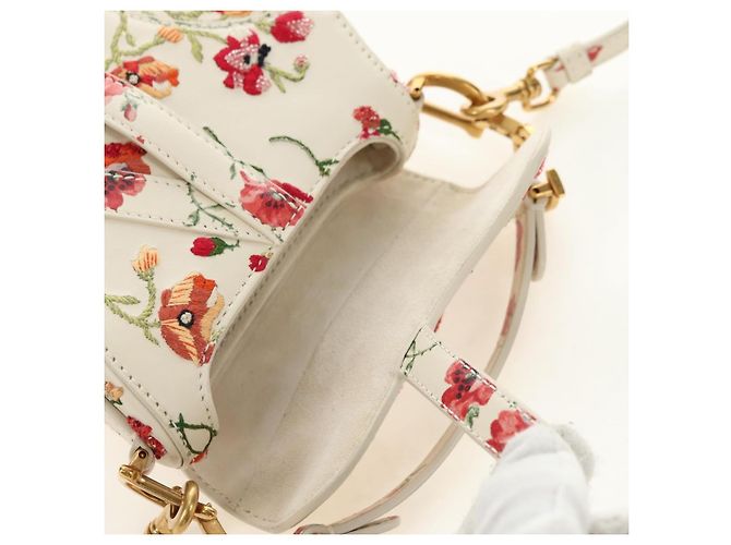 Borsa a tracolla Christian Dior Saddle in pelle 2way White Gold Auth 181753SAM Bianco D'oro - vista 23