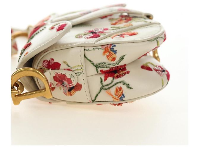 Borsa a tracolla Christian Dior Saddle in pelle 2way White Gold Auth 181753SAM Bianco D'oro - vista 3