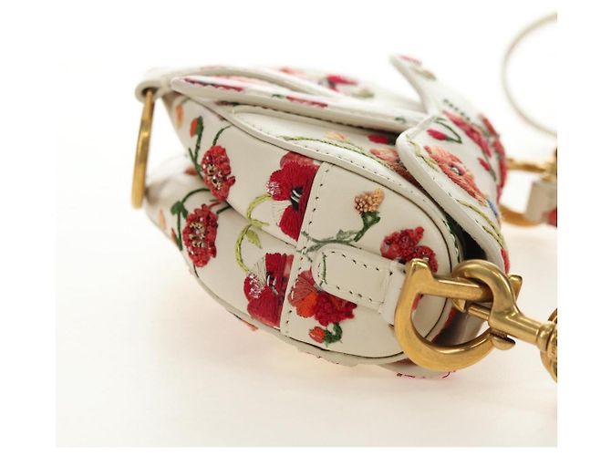 Borsa a tracolla Christian Dior Saddle in pelle 2way White Gold Auth 181753SAM Bianco D'oro - vista 4
