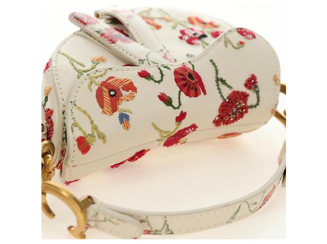 Borsa a tracolla Christian Dior Saddle in pelle 2way White Gold Auth 181753SAM Bianco D'oro - vista 6