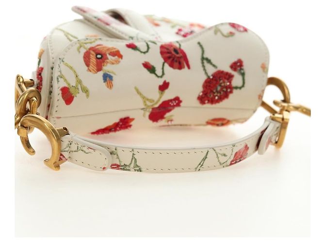 Borsa a tracolla Christian Dior Saddle in pelle 2way White Gold Auth 181753SAM Bianco D'oro - vista 7