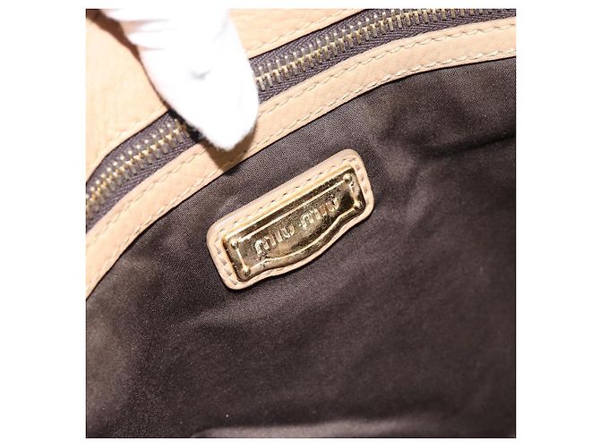 Borsa Tote Miu Miu in pelle beige oro Auth 184214A D'oro - vista 10