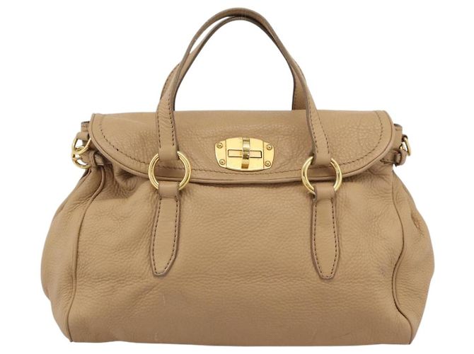 Borsa Tote Miu Miu in pelle beige oro Auth 184214A D'oro - vista 13