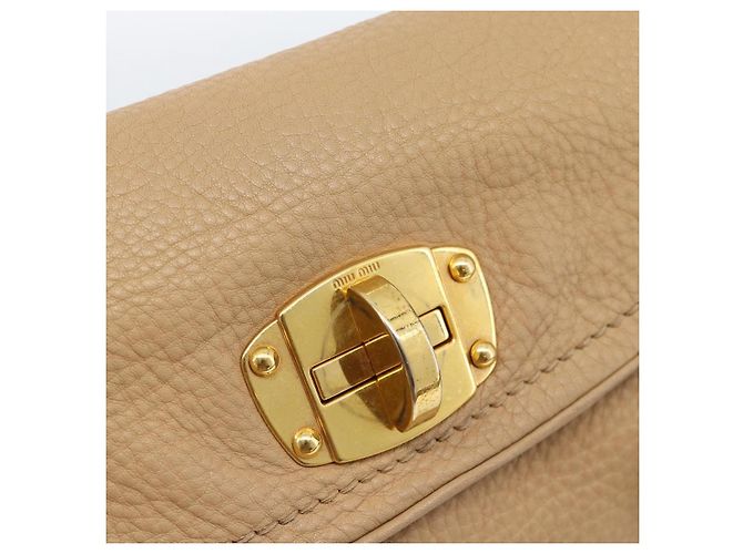 Borsa Tote Miu Miu in pelle beige oro Auth 184214A D'oro - vista 17
