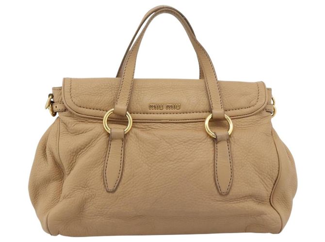 Borsa Tote Miu Miu in pelle beige oro Auth 184214A D'oro - vista 2