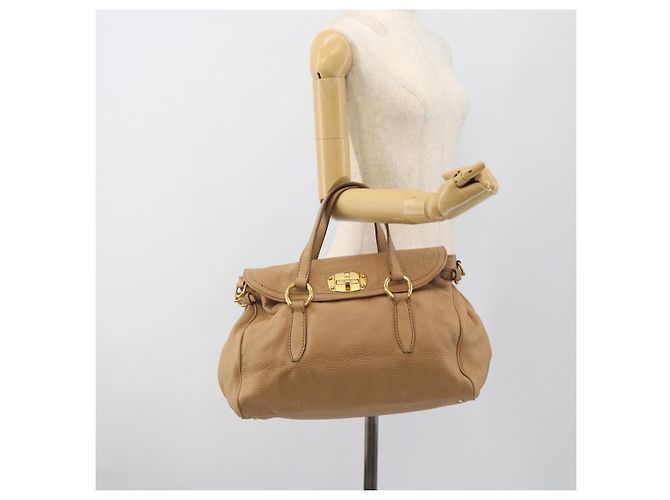 Borsa Tote Miu Miu in pelle beige oro Auth 184214A D'oro - vista 22
