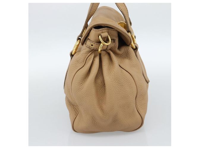 Borsa Tote Miu Miu in pelle beige oro Auth 184214A D'oro - vista 3