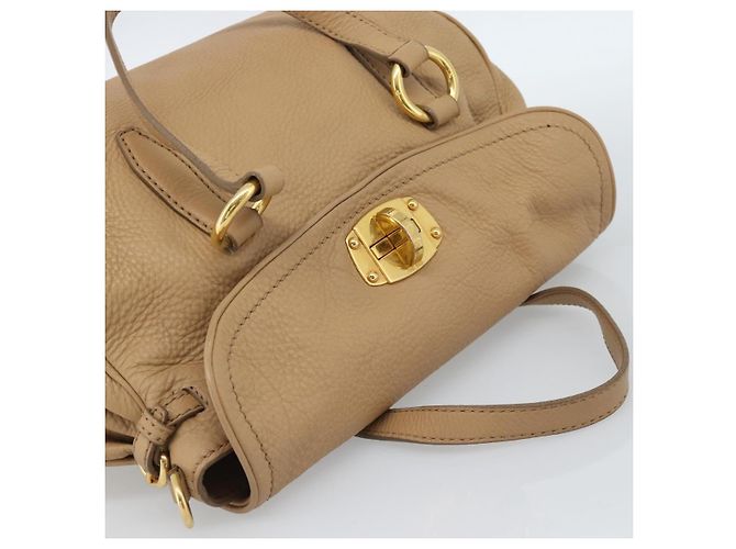 Borsa Tote Miu Miu in pelle beige oro Auth 184214A D'oro - vista 6