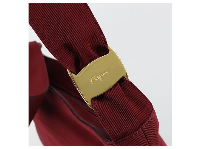 Borsa a tracolla Salvatore Ferragamo Vala in tela e pelle rosso oro Auth ka4578A D'oro - vista 18