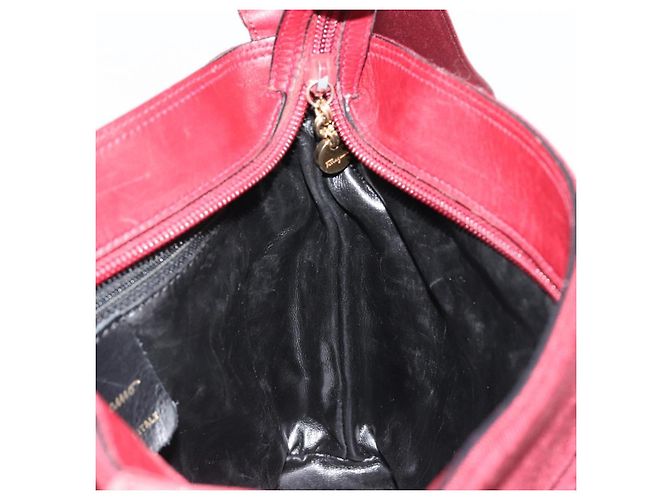 Borsa a tracolla Salvatore Ferragamo Vala in tela e pelle rosso oro Auth ka4578A D'oro - vista 19