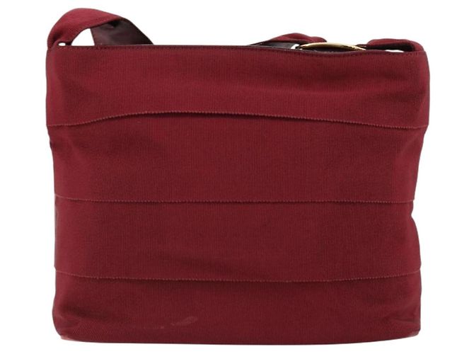 Borsa a tracolla Salvatore Ferragamo Vala in tela e pelle rosso oro Auth ka4578A D'oro - vista 2