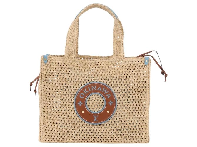 Borsa Tote LOUIS VUITTON On the Go MM Raffia Okinawa Only Beige LV Auth 182627SAM - vista 13
