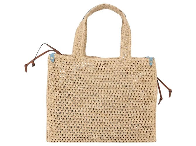 Borsa Tote LOUIS VUITTON On the Go MM Raffia Okinawa Only Beige LV Auth 182627SAM - vista 2