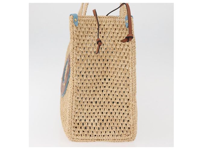 Borsa Tote LOUIS VUITTON On the Go MM Raffia Okinawa Only Beige LV Auth 182627SAM - vista 3