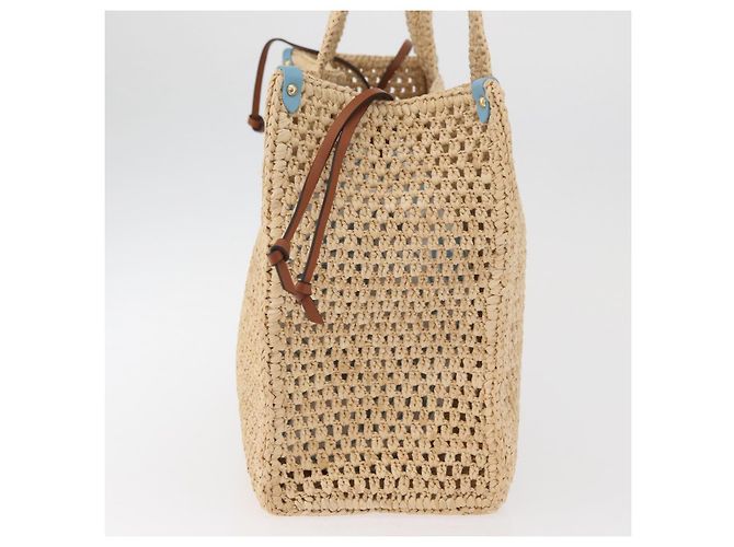 Borsa Tote LOUIS VUITTON On the Go MM Raffia Okinawa Only Beige LV Auth 182627SAM - vista 4