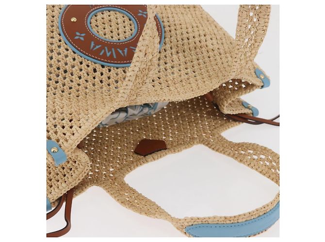 Borsa Tote LOUIS VUITTON On the Go MM Raffia Okinawa Only Beige LV Auth 182627SAM - vista 6