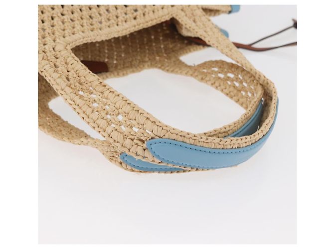 Borsa Tote LOUIS VUITTON On the Go MM Raffia Okinawa Only Beige LV Auth 182627SAM - vista 7