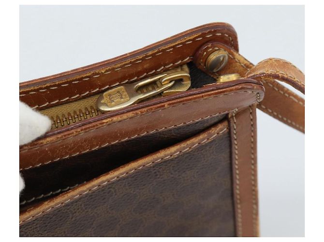 Céline Borsa Business CELINE Macadam Canvas PVC Pelle Marrone Oro Auth ka4622 D'oro - vista 10
