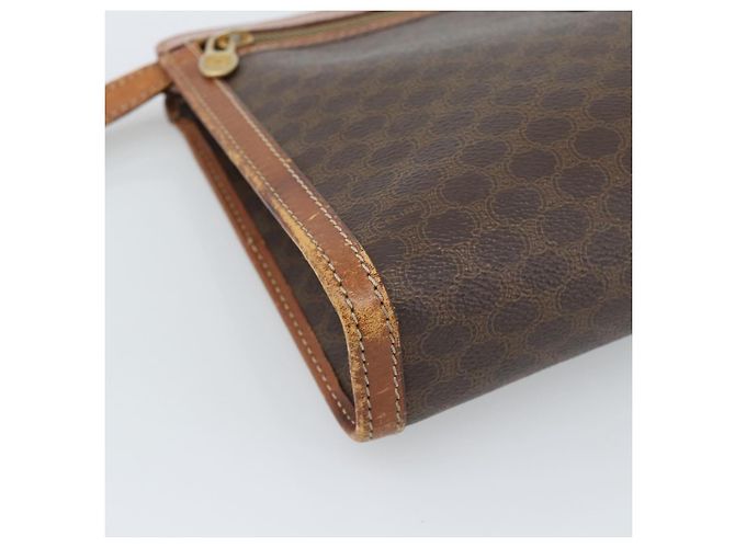 Céline Borsa Business CELINE Macadam Canvas PVC Pelle Marrone Oro Auth ka4622 D'oro - vista 14