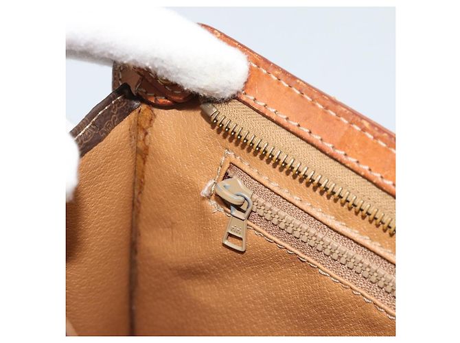 Céline Borsa Business CELINE Macadam Canvas PVC Pelle Marrone Oro Auth ka4622 D'oro - vista 20