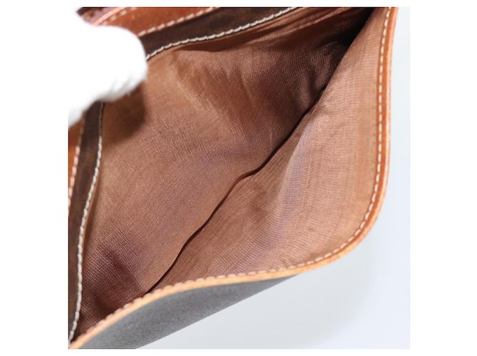 Céline Borsa Business CELINE Macadam Canvas PVC Pelle Marrone Oro Auth ka4622 D'oro - vista 22