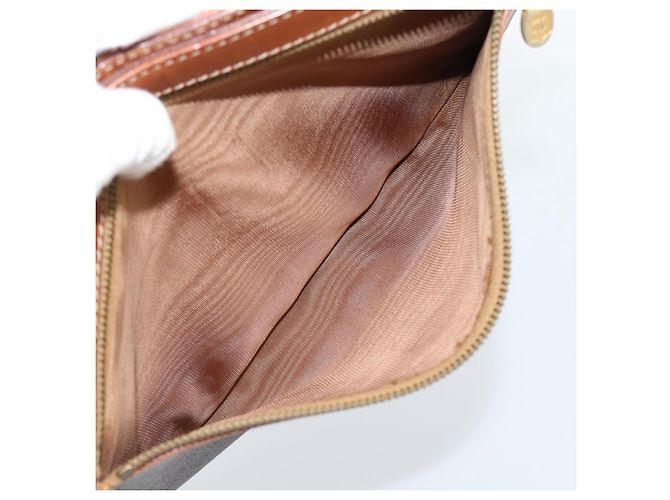 Céline Borsa Business CELINE Macadam Canvas PVC Pelle Marrone Oro Auth ka4622 D'oro - vista 23