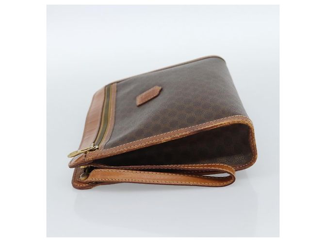 Céline Borsa Business CELINE Macadam Canvas PVC Pelle Marrone Oro Auth ka4622 D'oro - vista 3