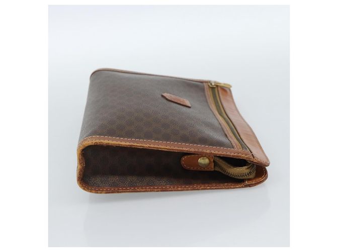 Céline Borsa Business CELINE Macadam Canvas PVC Pelle Marrone Oro Auth ka4622 D'oro - vista 4