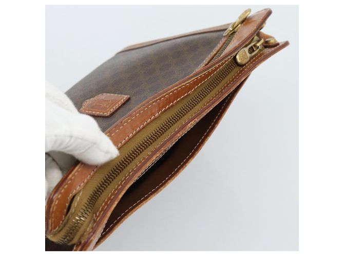 Céline Borsa Business CELINE Macadam Canvas PVC Pelle Marrone Oro Auth ka4622 D'oro - vista 6