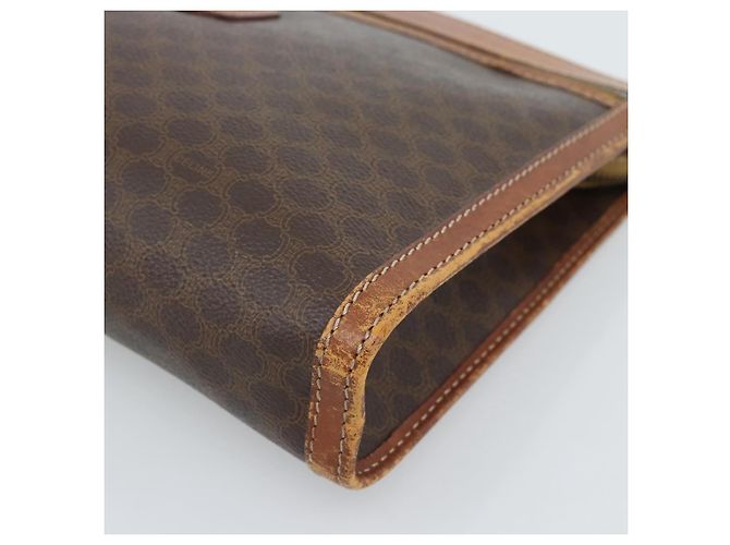 Céline Borsa Business CELINE Macadam Canvas PVC Pelle Marrone Oro Auth ka4622 D'oro - vista 9