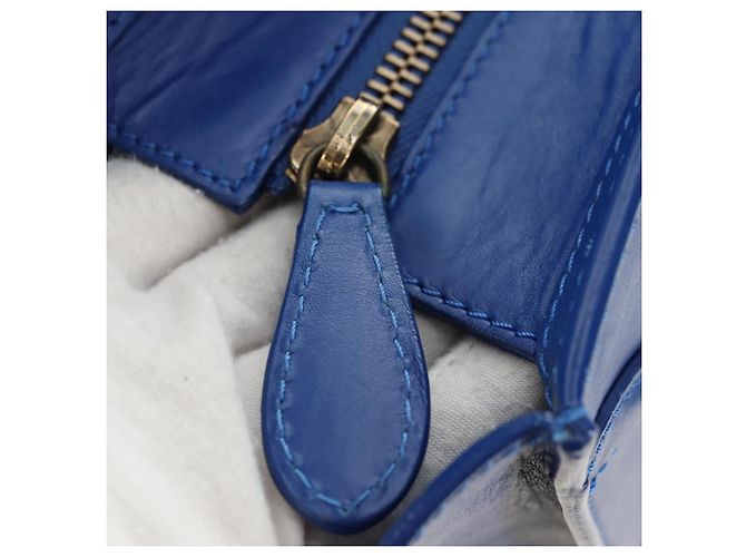 Céline Borsa CELINE Micro shopper in pelle blu oro Auth 183645V D'oro - vista 8