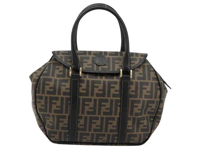 Borsa a mano FENDI Zucca Canvas Nero Marrone Auth 182969V - vista 13