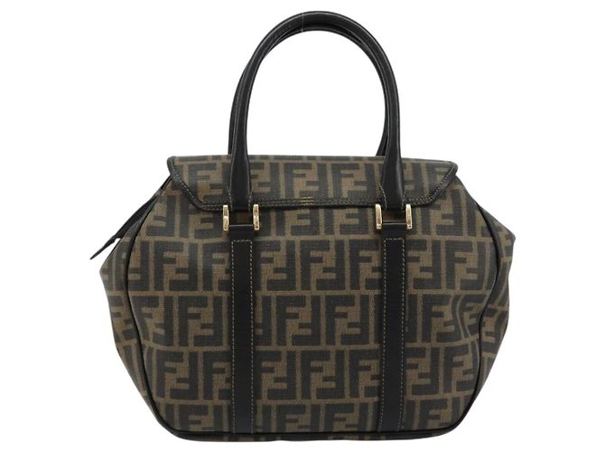 Borsa a mano FENDI Zucca Canvas Nero Marrone Auth 182969V - vista 2
