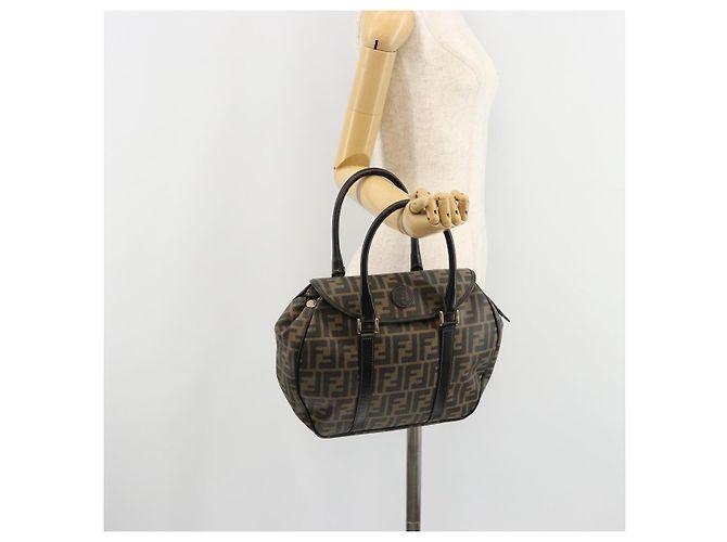 Borsa a mano FENDI Zucca Canvas Nero Marrone Auth 182969V - vista 26