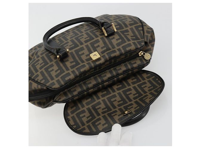 Borsa a mano FENDI Zucca Canvas Nero Marrone Auth 182969V - vista 9