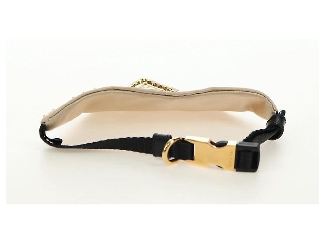 Guinzaglio per cani con collare PRADA in raso oro Auth 182053V - vista 5