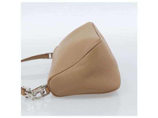 Borsa a Spalla Salvatore Ferragamo Gancini in Pelle Beige Argento Auth BA13171 - vista 3