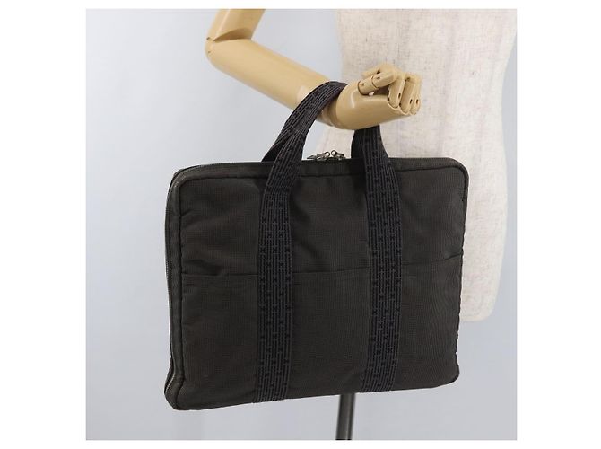 Hermès HERMES Her Line Borsa in tela nera argento Auth bs35384 Nero - vista 22