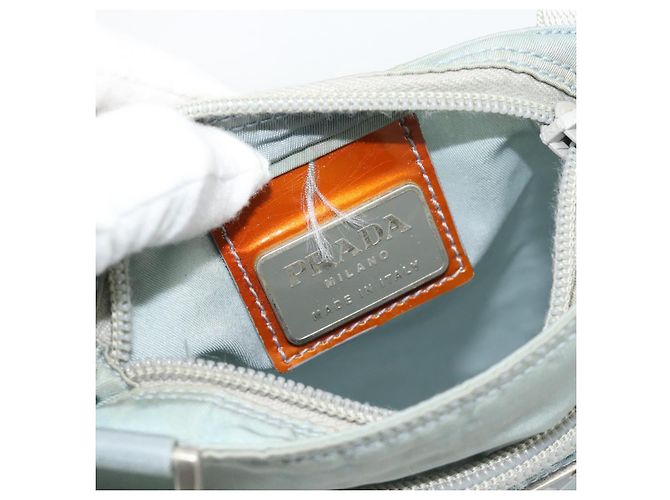 Borsa a tracolla PRADA Nylon Azzurro Chiaro Argento Auth 183410 Blu chiaro - vista 10