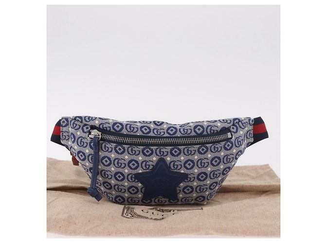 GUCCI Sherry Line marsupio in tela Navy Silver Red 502095 Auth 183094M - vista 12