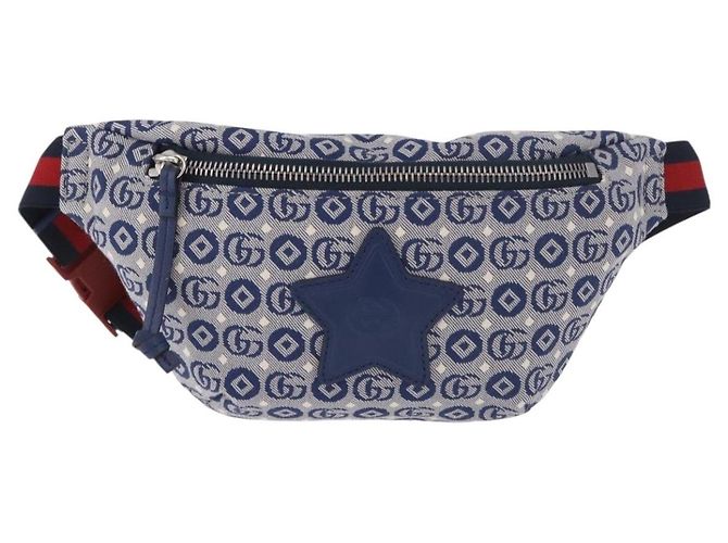 GUCCI Sherry Line marsupio in tela Navy Silver Red 502095 Auth 183094M - vista 13