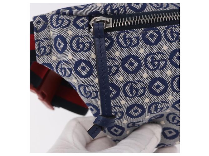 GUCCI Sherry Line marsupio in tela Navy Silver Red 502095 Auth 183094M - vista 20