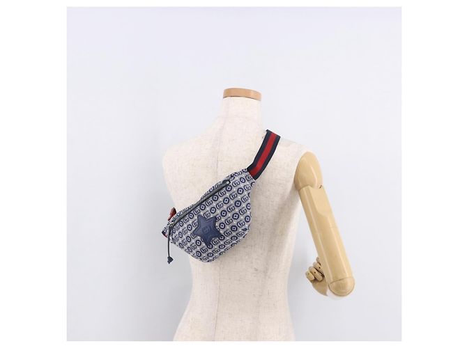 GUCCI Sherry Line marsupio in tela Navy Silver Red 502095 Auth 183094M - vista 24