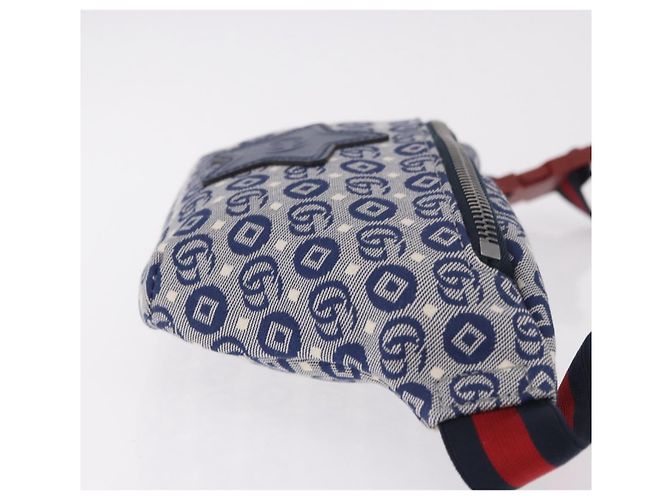 GUCCI Sherry Line marsupio in tela Navy Silver Red 502095 Auth 183094M - vista 3