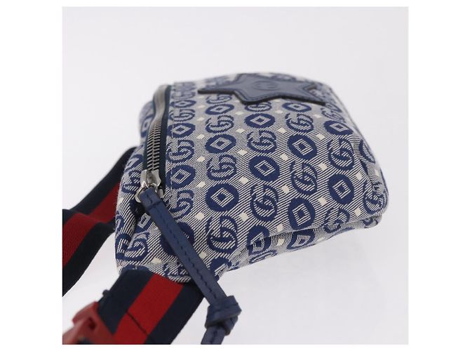 GUCCI Sherry Line marsupio in tela Navy Silver Red 502095 Auth 183094M - vista 4