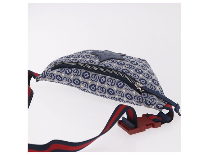 GUCCI Sherry Line marsupio in tela Navy Silver Red 502095 Auth 183094M - vista 6