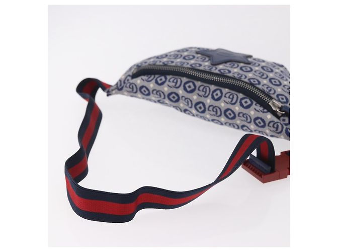 GUCCI Sherry Line marsupio in tela Navy Silver Red 502095 Auth 183094M - vista 7