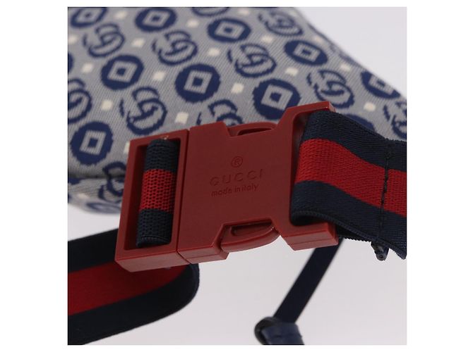 GUCCI Sherry Line marsupio in tela Navy Silver Red 502095 Auth 183094M - vista 8