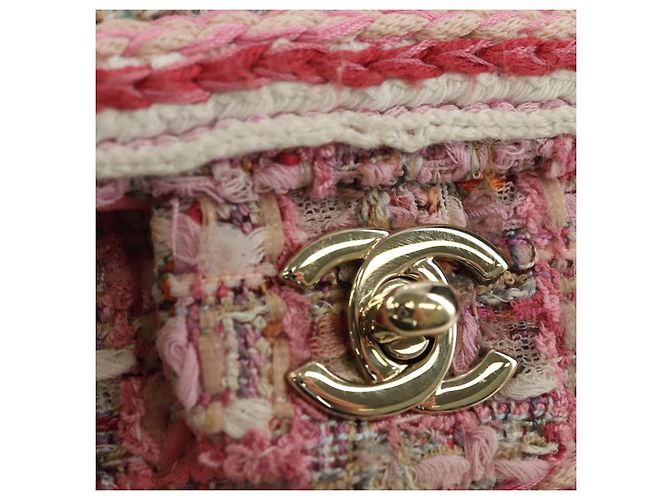 CHANEL Matelasse Chain Shoulder Bag Wool Tweed Pink Gold CC Auth 181936SAM Rosa D'oro - vista 18