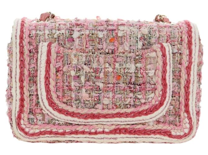 CHANEL Matelasse Chain Shoulder Bag Wool Tweed Pink Gold CC Auth 181936SAM Rosa D'oro - vista 2